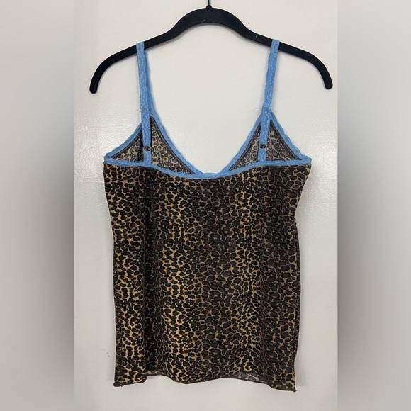 Bella Venice Natalie Tank Leopard Print Cami with Blue Trim Size Large - Picture 3 of 6
